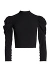 BRENNA FITTED PUFF SLV TOP-Black-ALICE + OLIVIA