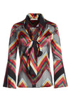 MERIDETH SLIT SLV TIE NK BTN-MULTI CHEVRON-ALICE + OLIVIA