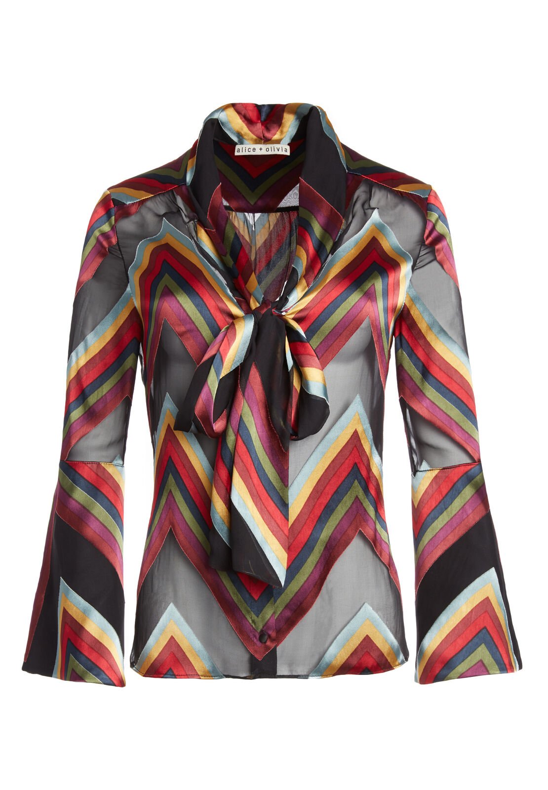 MERIDETH SLIT SLV TIE NK BTN-MULTI CHEVRON-ALICE + OLIVIA