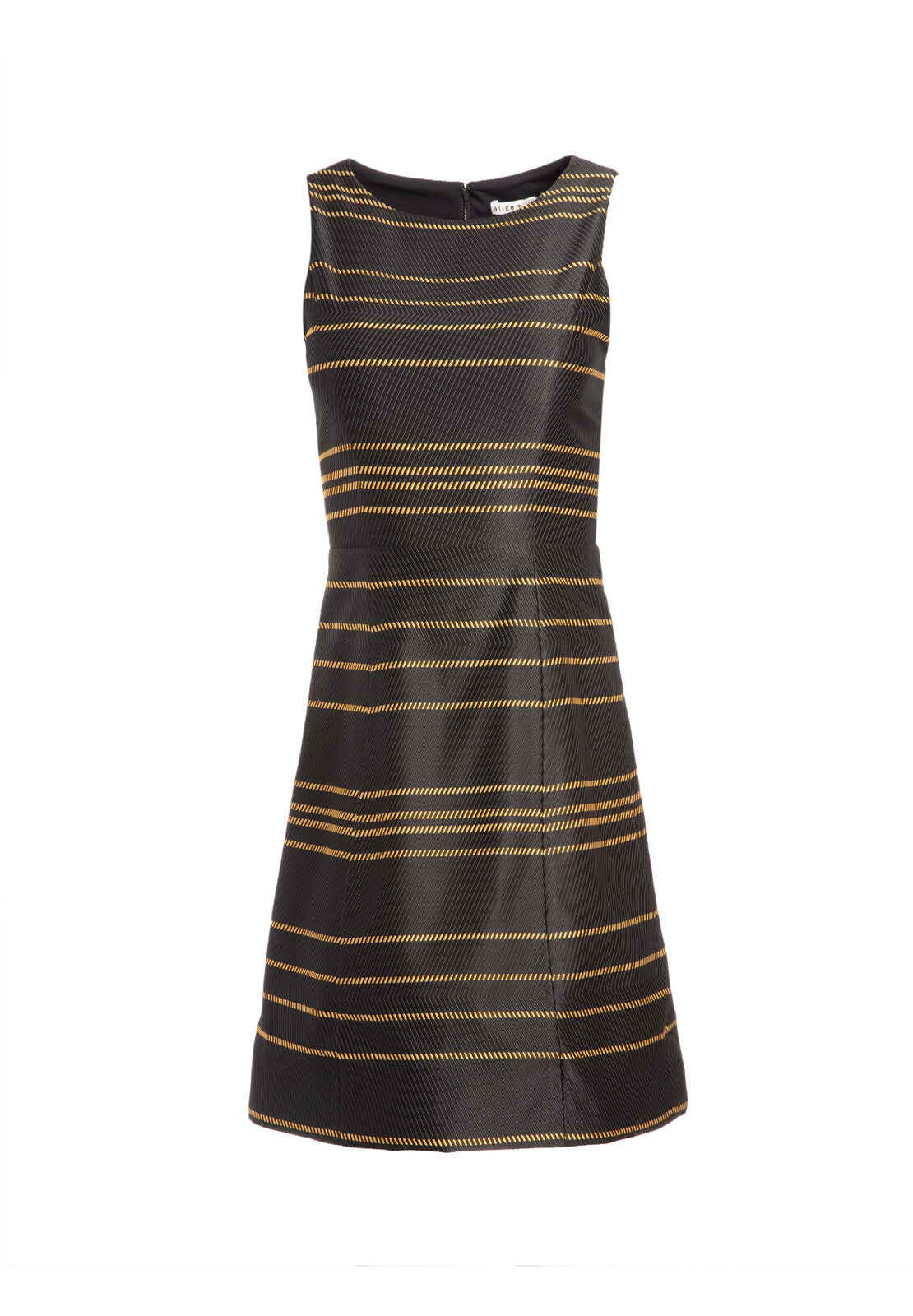 LINDSEY STRUCTURED POUF DRESS-BLACK / YELLOW-ALICE + OLIVIA