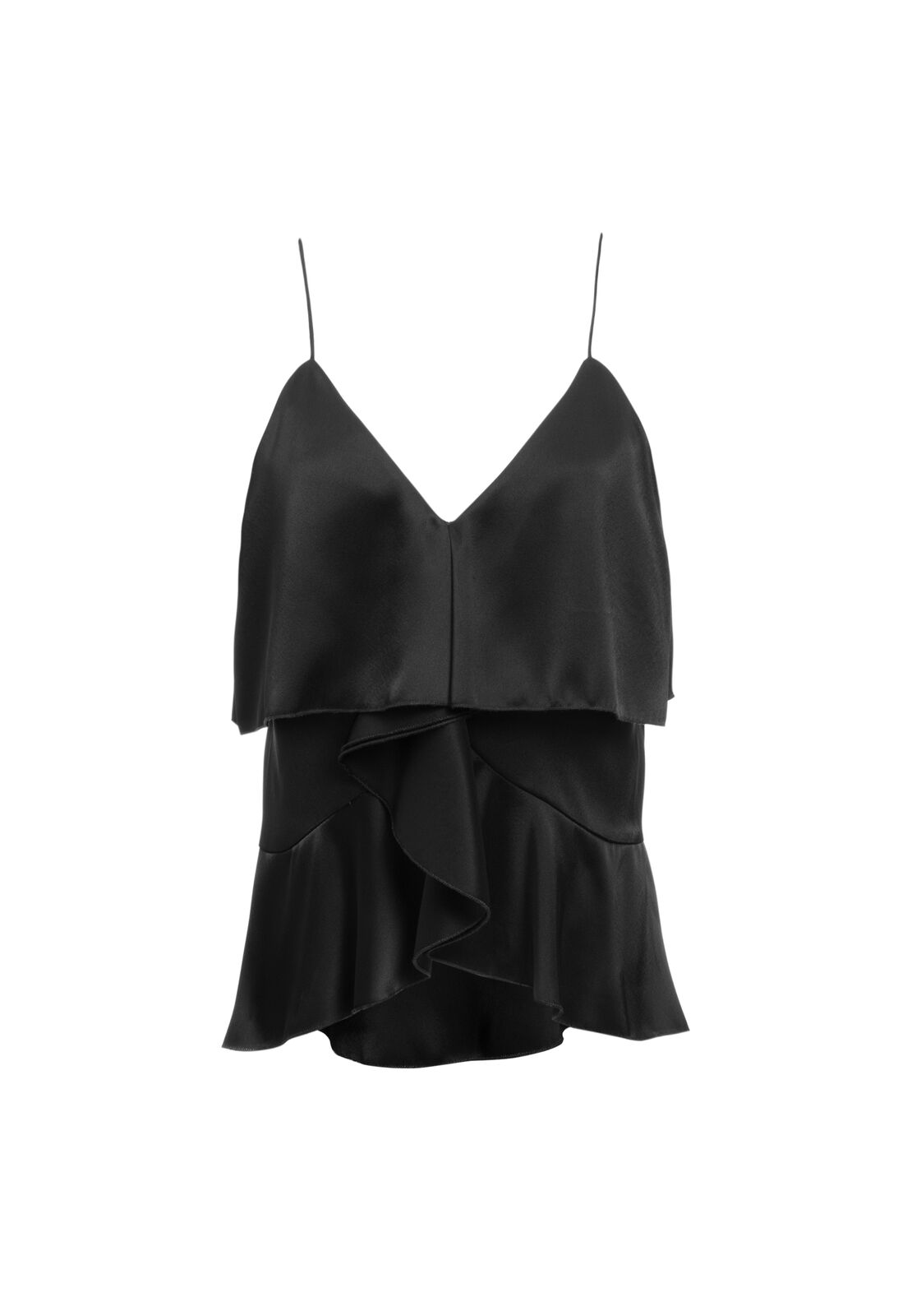 KATHERINE RUFFLE CAMI TOP-Black-ALICE + OLIVIA