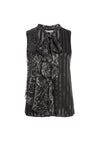 FIFI TIE NK ASYMM DRAPE TANK-SHADOW STRIPE BLACK-ALICE + OLIVIA
