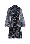 GASTON BLOUSON SLV WRAP DRS-TWO TONE BIRD/BLACK-ALICE + OLIVIA