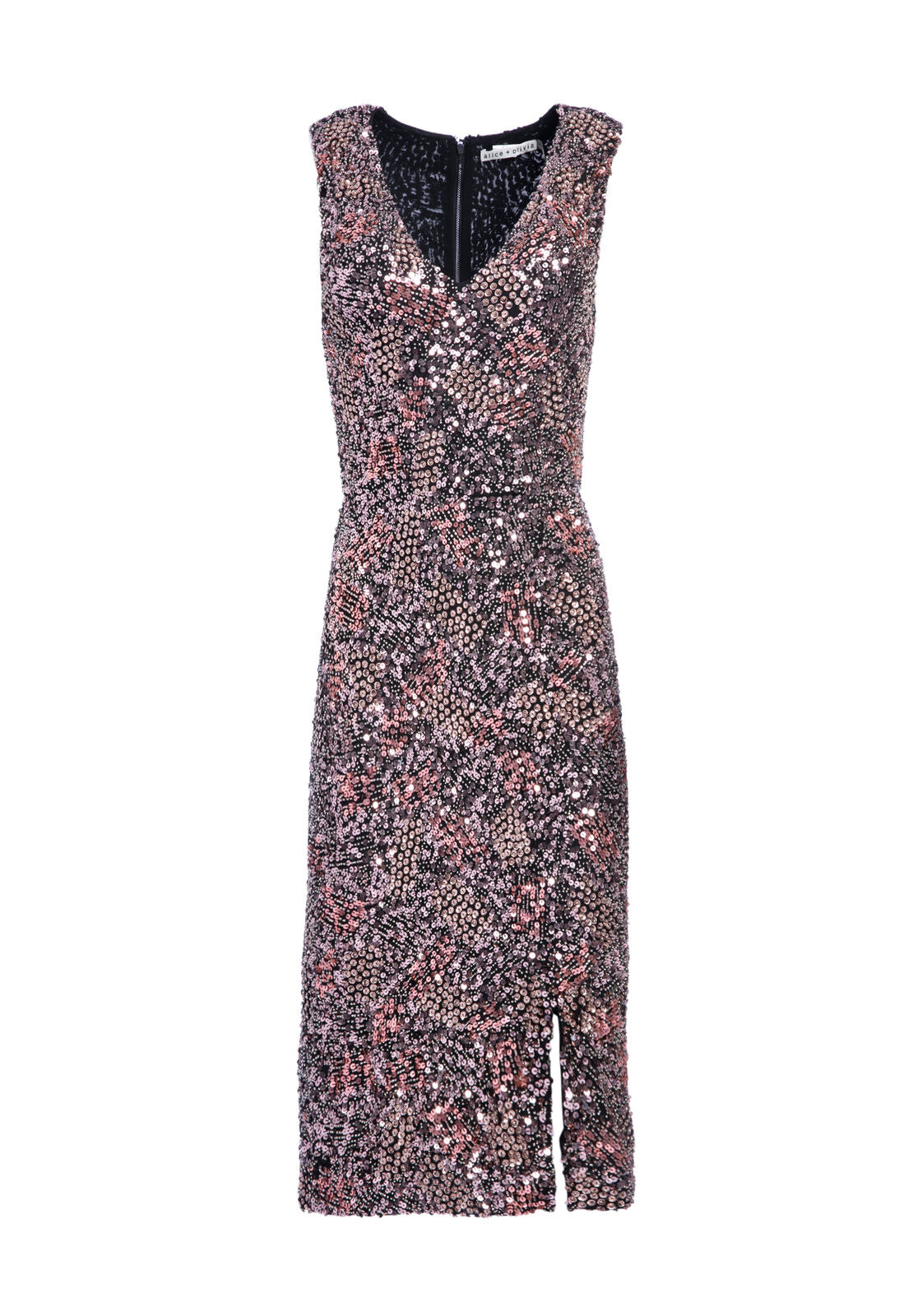 NATALIE SEQUIN MIDI DRESS-ROSE GOLD-ALICE + OLIVIA