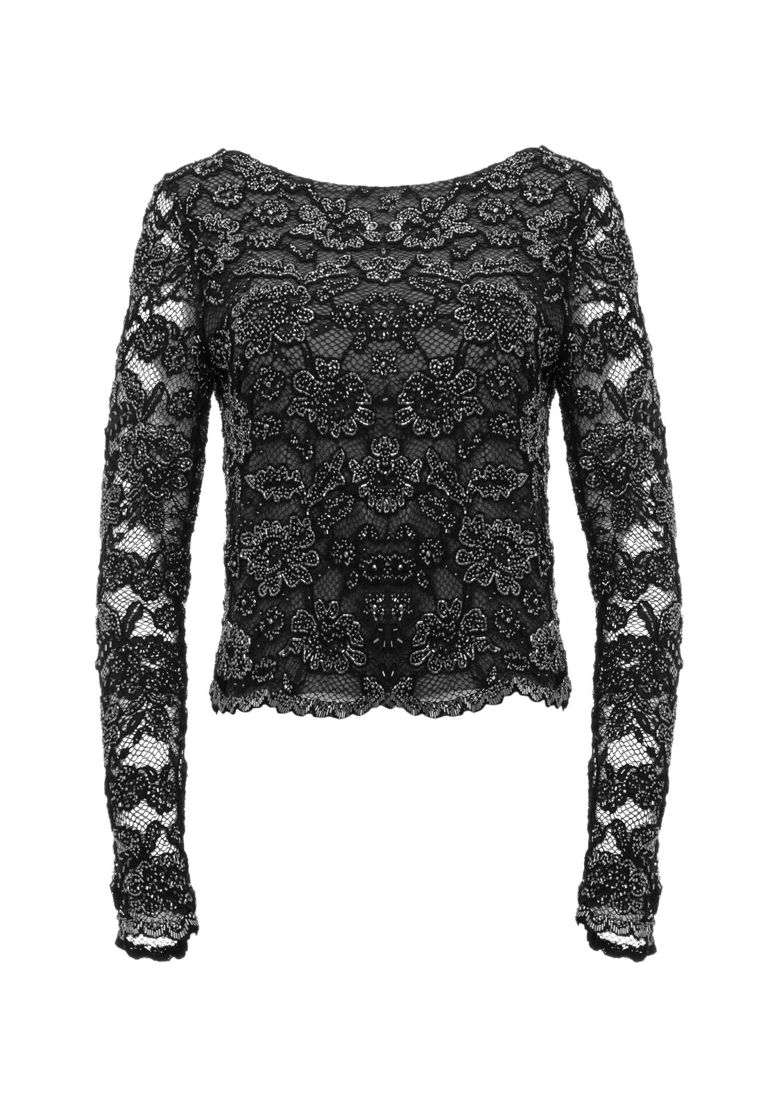 AMAL BEADED TOP-BLACK/GUNMETAL-ALICE + OLIVIA