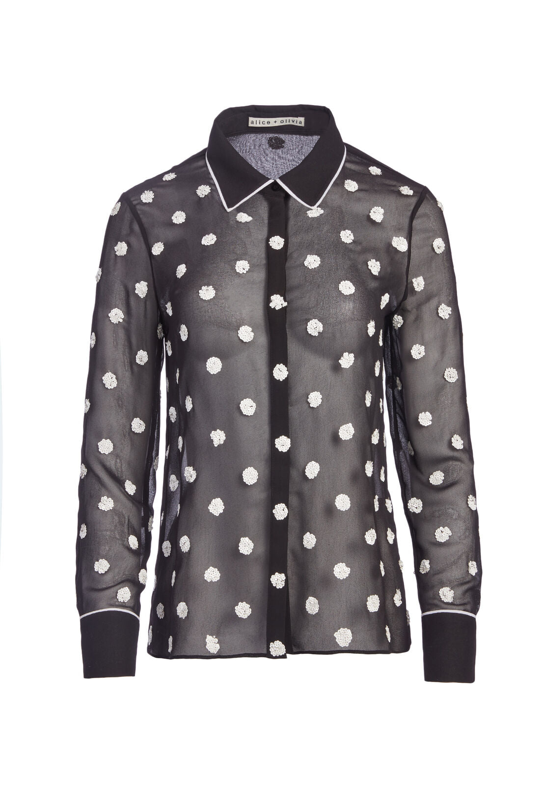 VINA SEQUIN BUTTON DOWN-BLACK/OFF WHITE-ALICE + OLIVIA