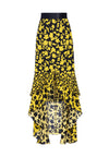SUEANN RUFFLE MIDI SKIRT-SM DAFFODIL BLK/CANARY-ALICE + OLIVIA