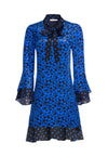 WELLESLY TIE NECK MINI DRESS-DITSY DAFFODIL COBALT/BLK CMBO-ALICE + OLIVIA