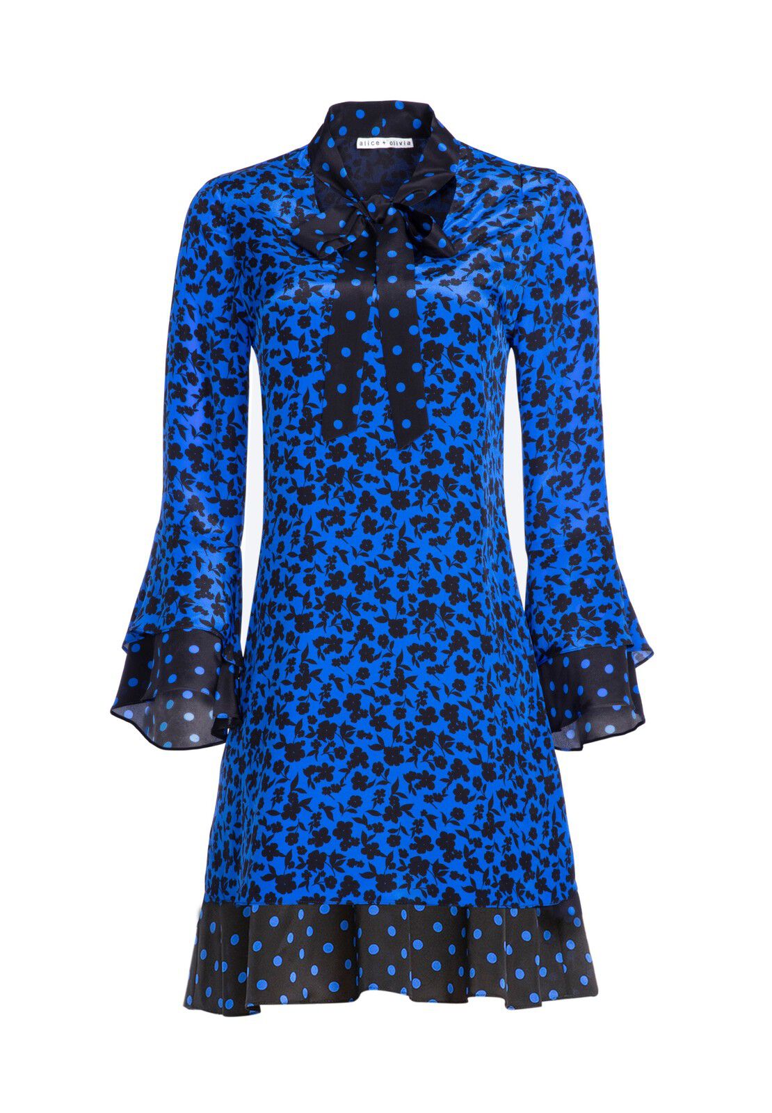 WELLESLY TIE NECK MINI DRESS