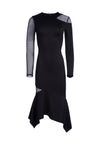 KAINE MESH FITTED MIDI DRESS-Black-ALICE + OLIVIA