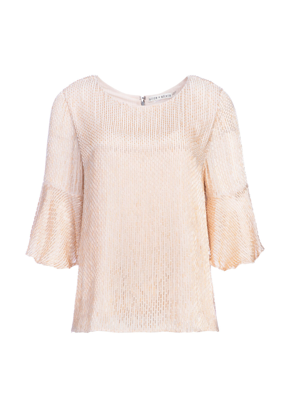 BERNICE EMBELL RUFFLE SLV TOP-CHAMPAGNE-ALICE + OLIVIA