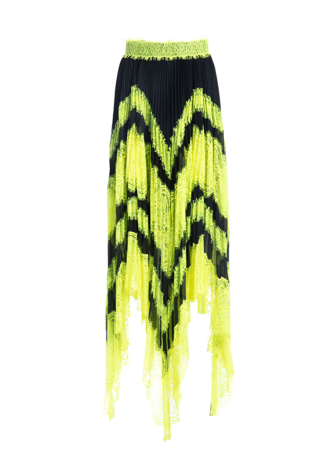KATZ PLEATED MAXI SKIRT-BLACK/NEON YELLOW-ALICE + OLIVIA
