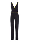 JERI V-NECK JUMPSUIT-BLACK/NEON YELLOW-ALICE + OLIVIA