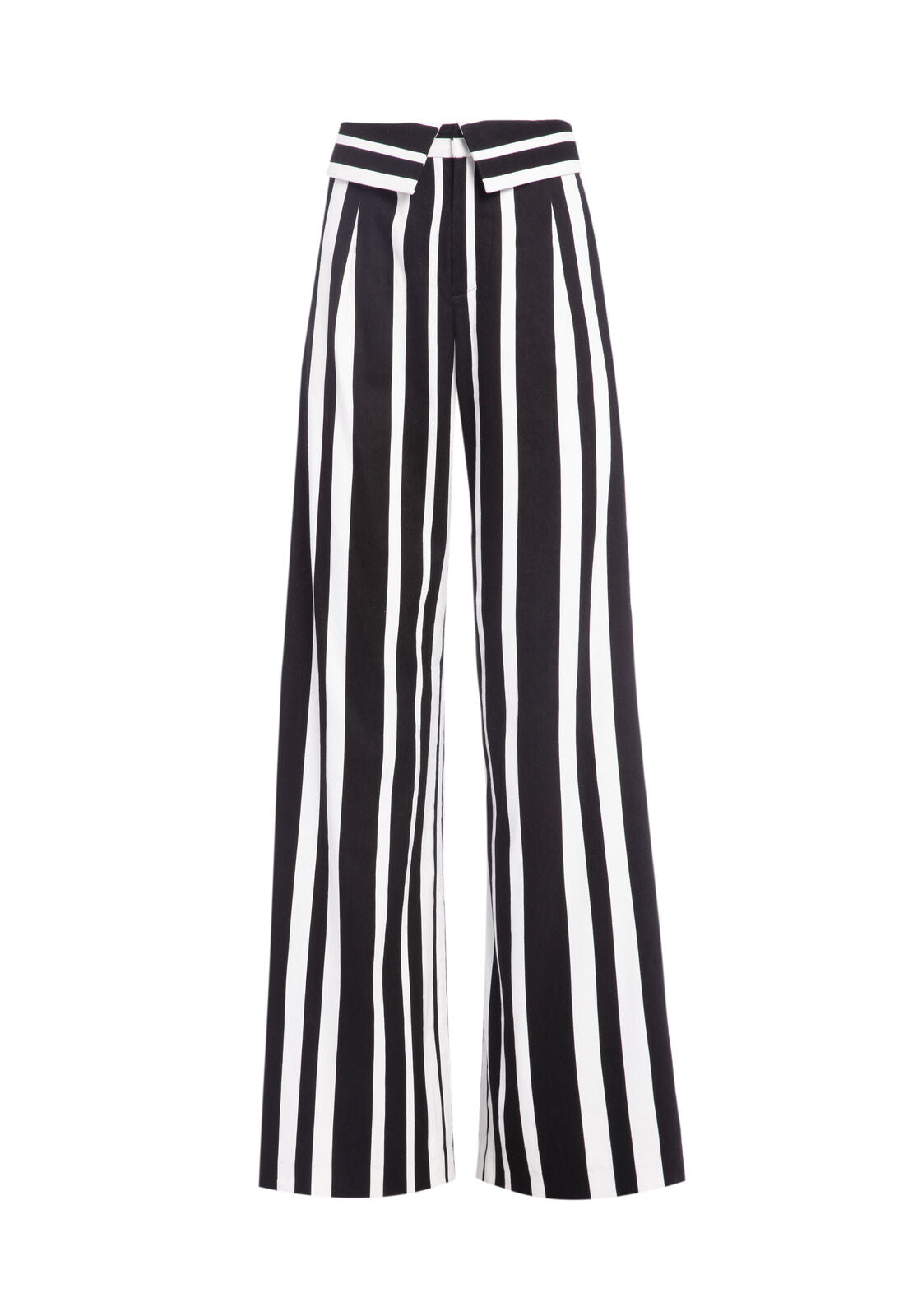 GEO HW FOLDOVER WB PANT-UMBRELLA STRIPE BLK/SFT WHITE-ALICE + OLIVIA