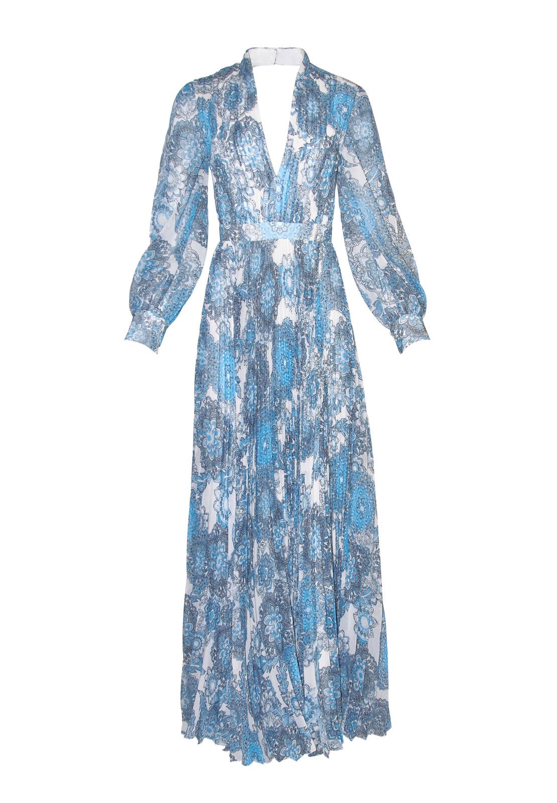 Abito plissettato CHENEY con spacco e maniche a campana-ALICE + OLIVIA
