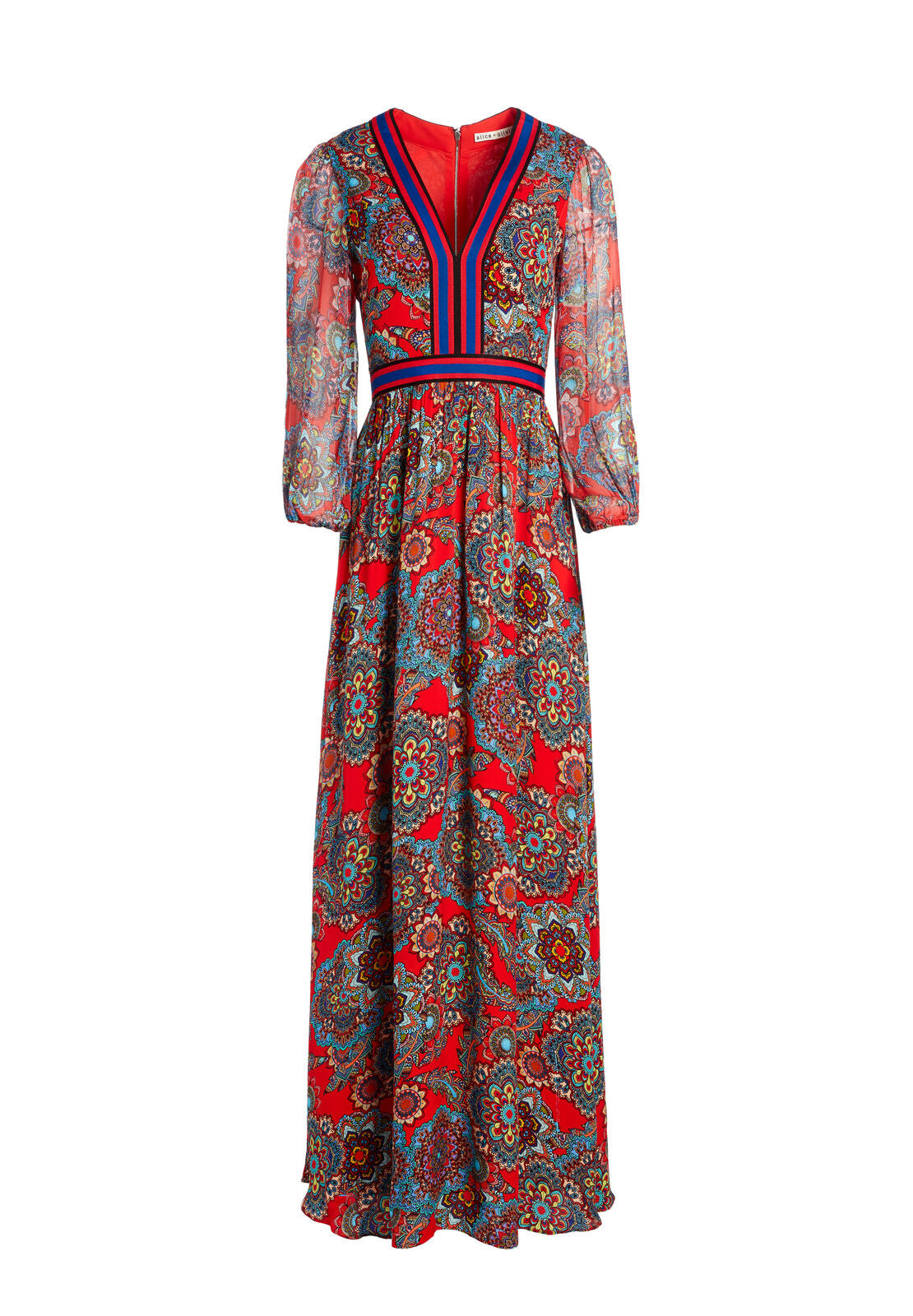JAIDA DEEP V BLOUSON MAXI-BATIK MEDALLION BT POPPY/MULT-ALICE + OLIVIA