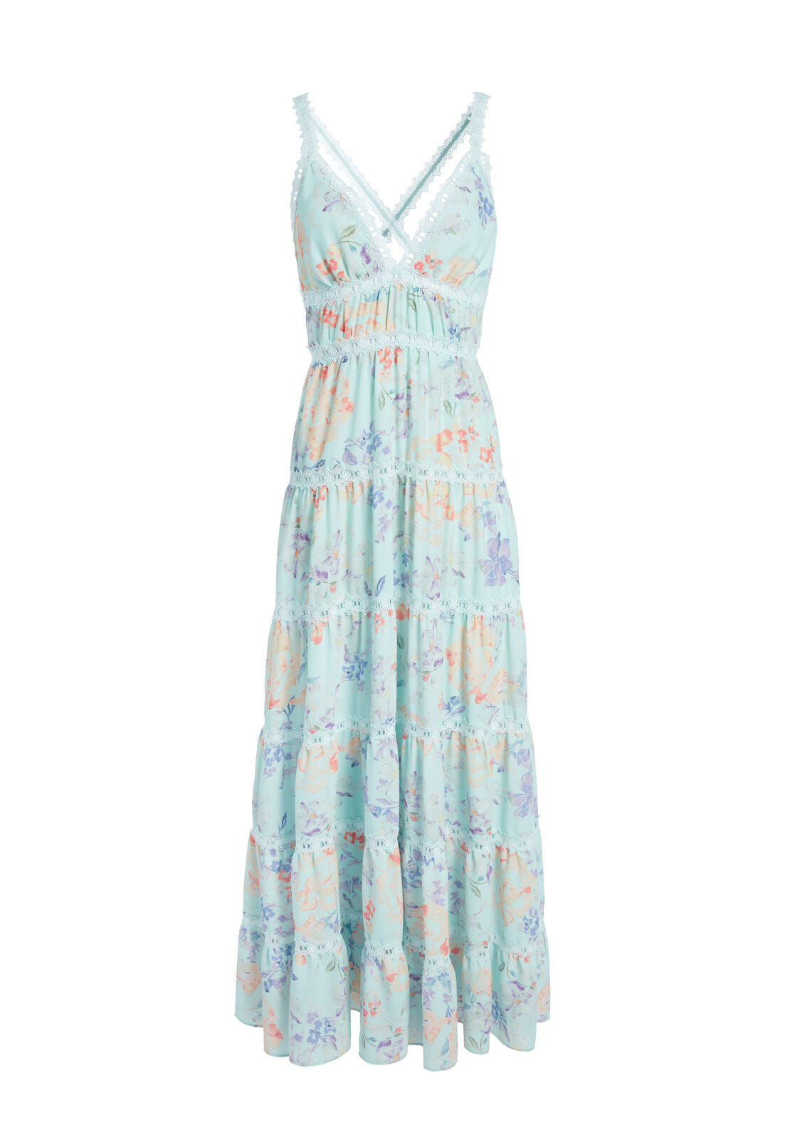 ABITO LUNGO KAROLINA CON PANNELLI E SCOLLO ALL'AMERICANA-ALICE + OLIVIA