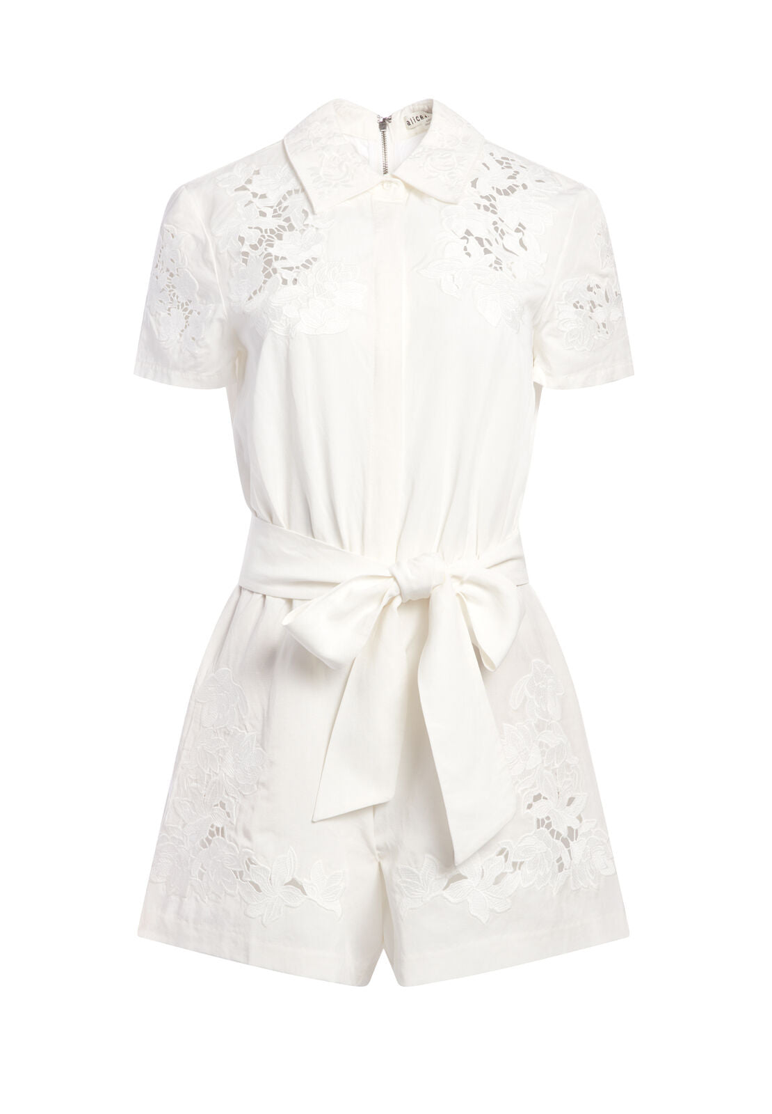 LANNA SS COLLARD ROMPER W BELT-OFF WHITE-ALICE + OLIVIA