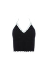 SARAN CROPPED HALTER TANK-BLACK/SOFT WHITE-ALICE + OLIVIA
