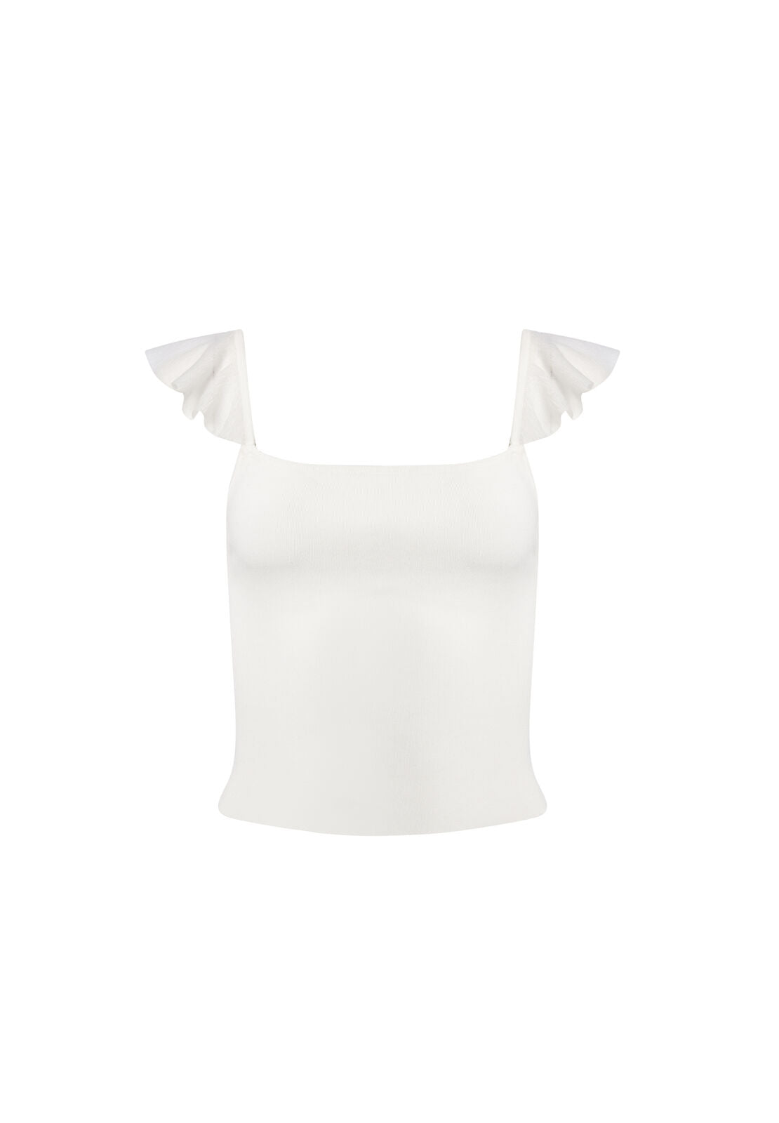 MARG RUFFLE STRAP CROP TOP-Black-ALICE + OLIVIA