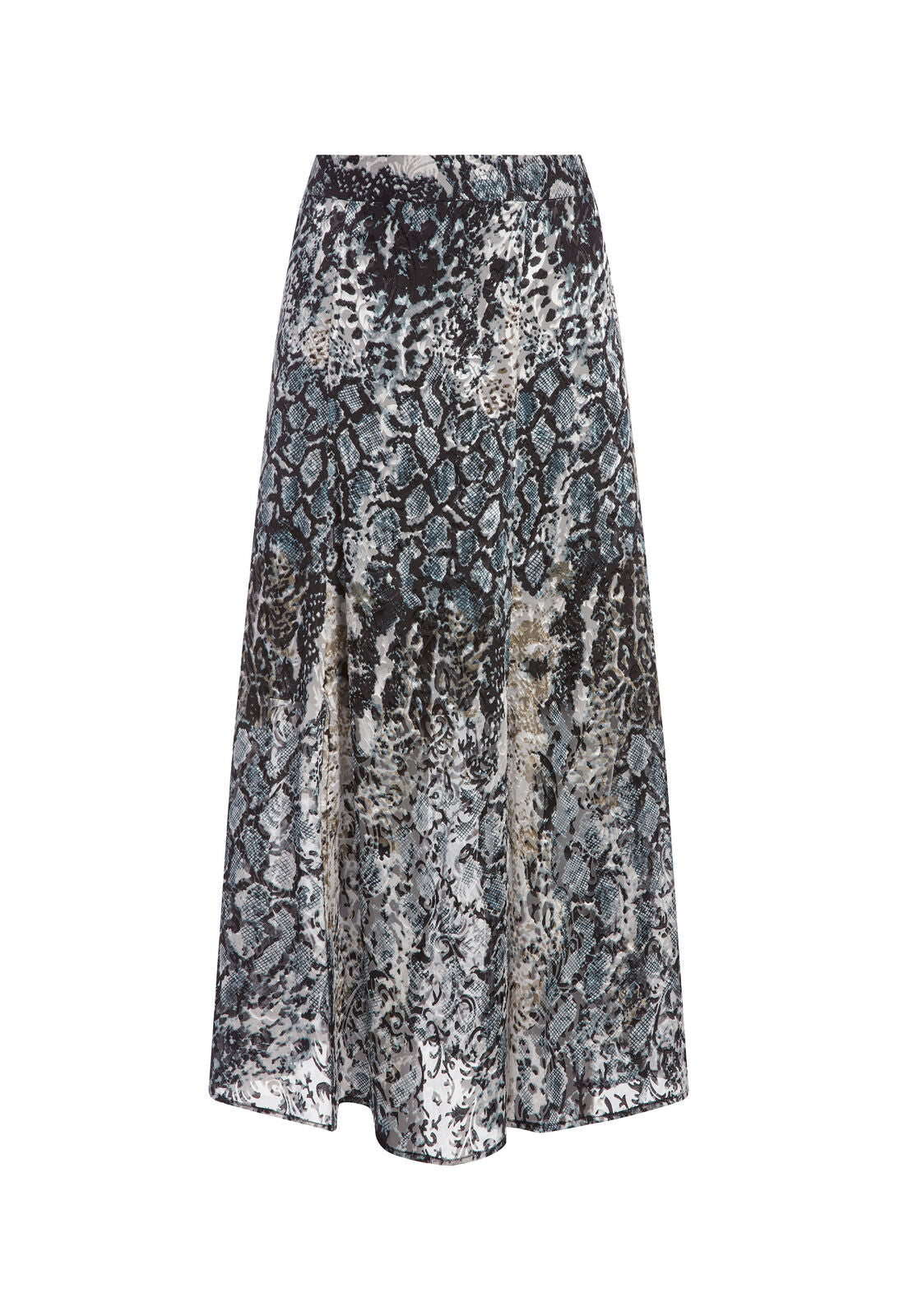 ATHENA ANIMAL PRINT MIDI SKIRT-BLACK/EMERALD-ALICE + OLIVIA