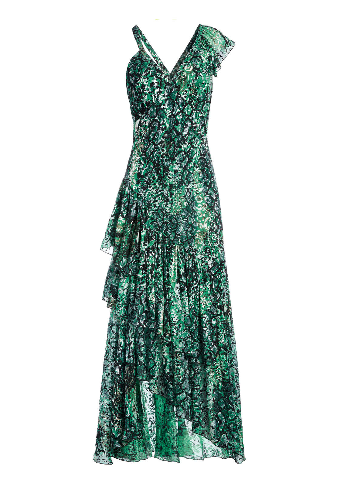 SHANEL ANIMAL PRINT MAXI DRESS-BLACK/EMERALD-ALICE + OLIVIA