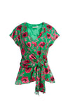 ESSIE FRONT TIE TOP-POPPY GARDEN EMERALD-ALICE + OLIVIA