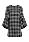 THYM TRUMPET SLEEVE TUNIC DRESS-BLACK/WHITE-ALICE + OLIVIA