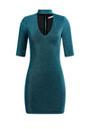 INKA FITTED MINI DRESS-DARK TURQUOISE-ALICE + OLIVIA