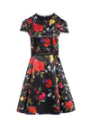 EMMY CAP SLV BOX PLEAT DRESS-SM PAINTERLY FLORAL BLACK-ALICE + OLIVIA