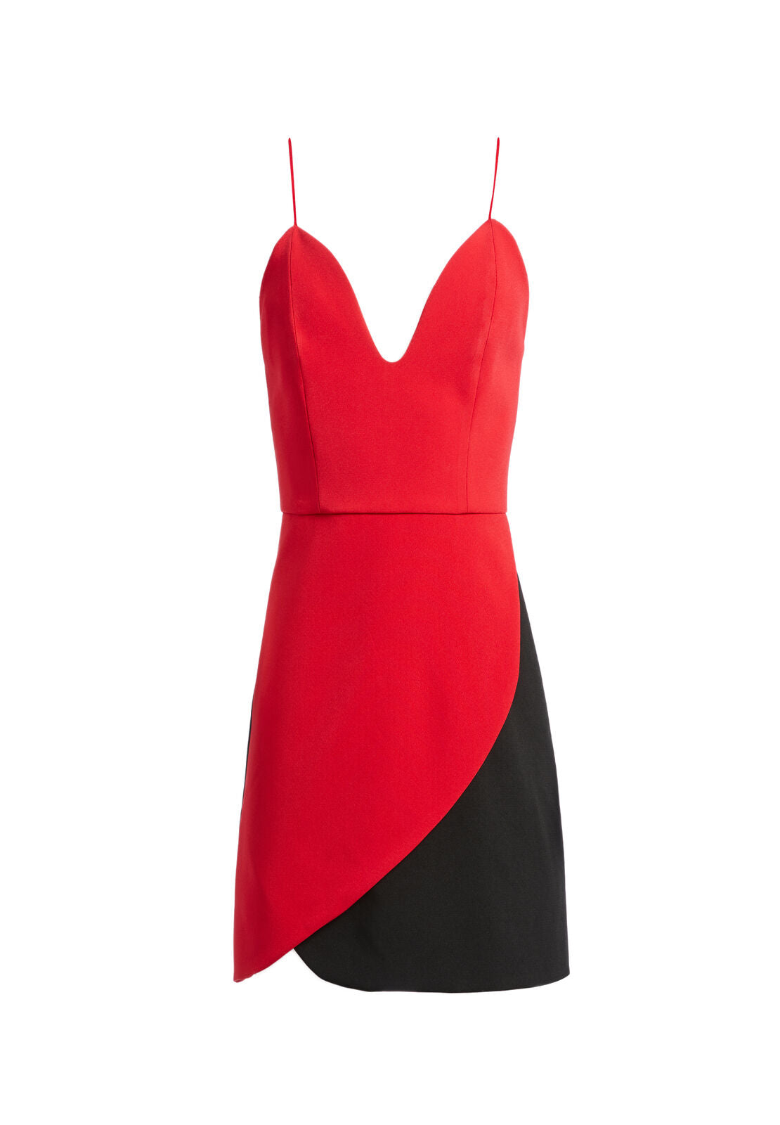AMINA PLUNGING MINI DRESS-RUBY/BLACK-ALICE + OLIVIA