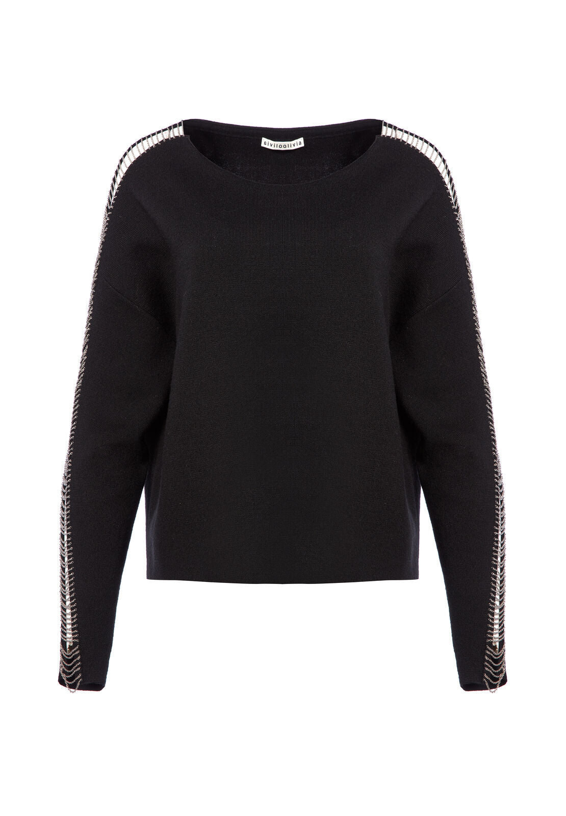 MARMONT PULLOVER WITH CHAINS-BLACK/SILVER-ALICE + OLIVIA
