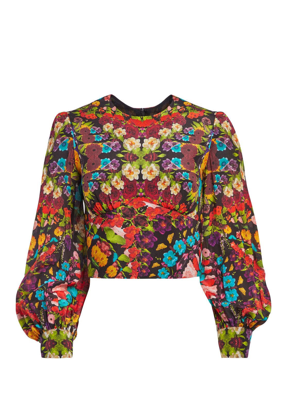 QUILLA STRONG SHOULDER CROP TOP-KALEIDOSCOPE FLORAL-ALICE + OLIVIA