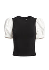 AUBREY PUFF SLEEVE CROP TOP-BLACK/WHITE-ALICE + OLIVIA