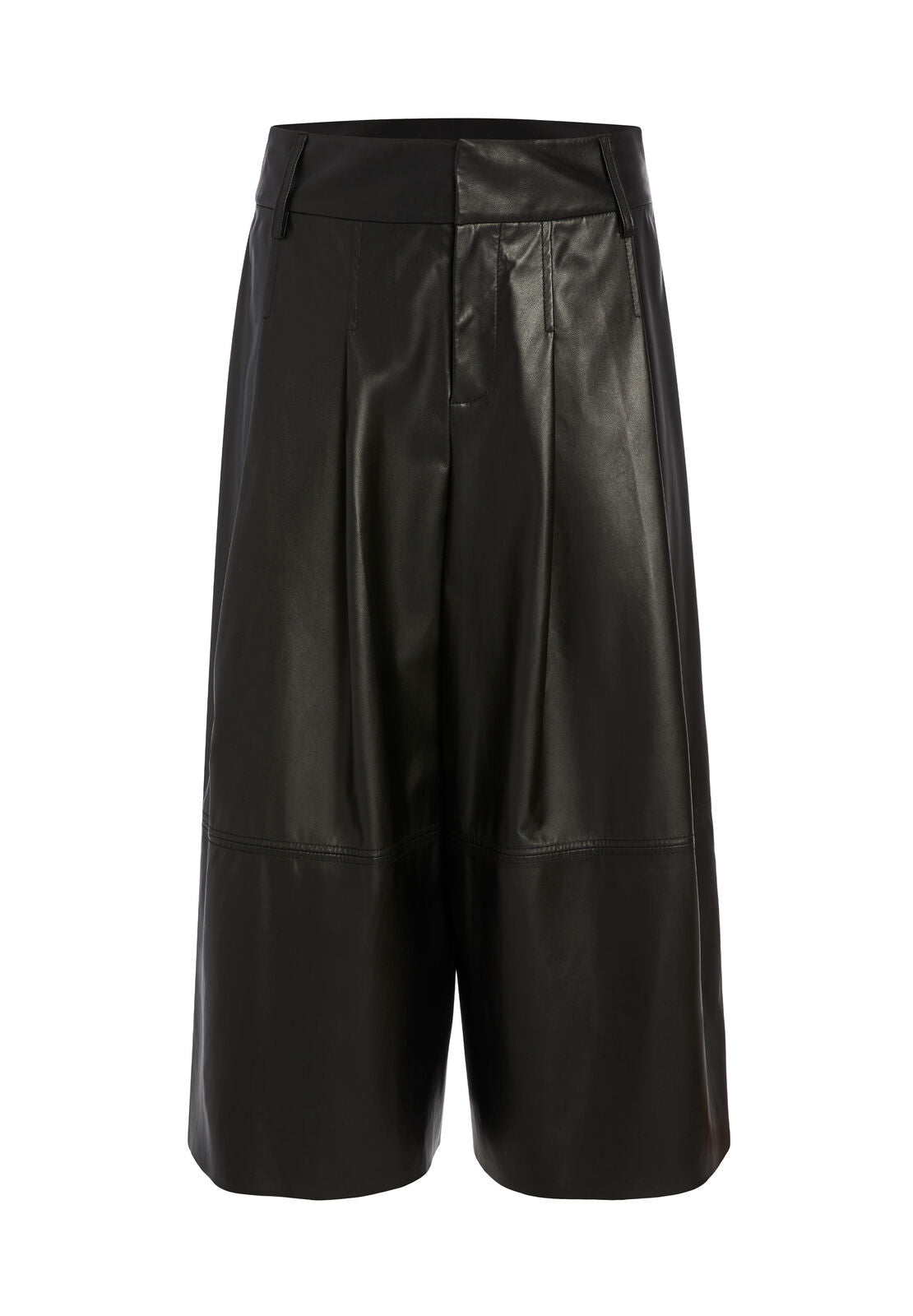 SCARLET LEATHER GAUCHO PANT-Black-ALICE + OLIVIA
