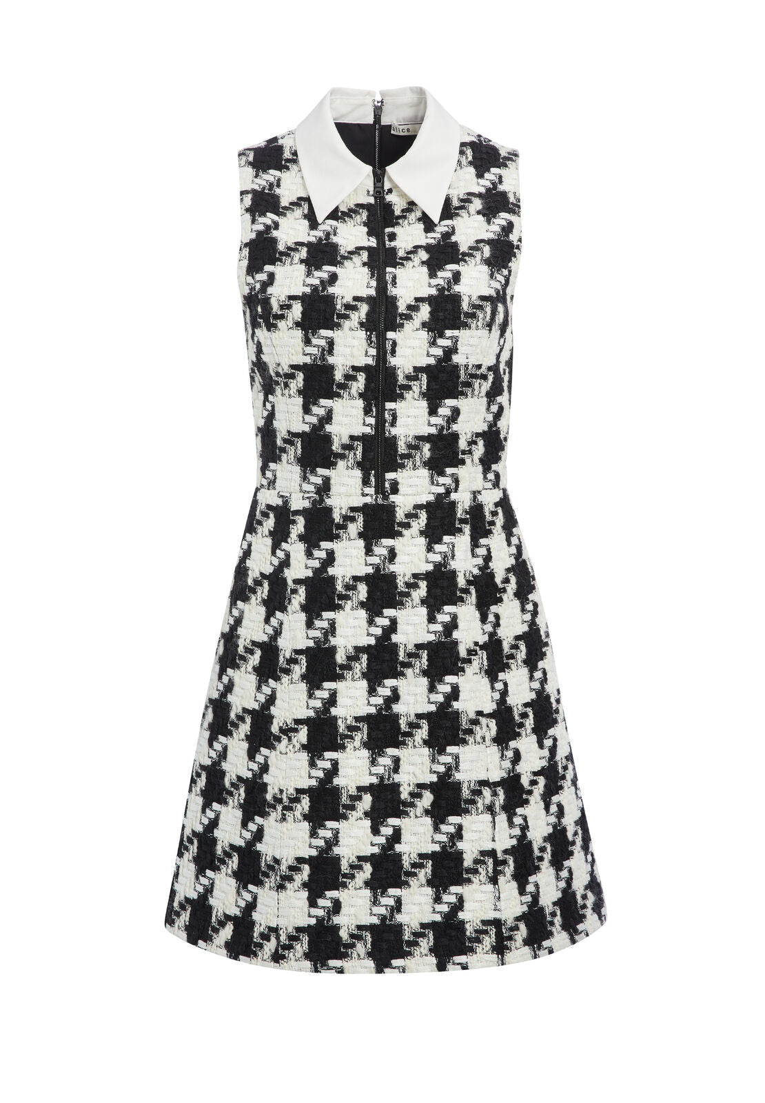 ELLIS HOUNDSTOOTH MINI DRESS-BLACK/WHITE-ALICE + OLIVIA
