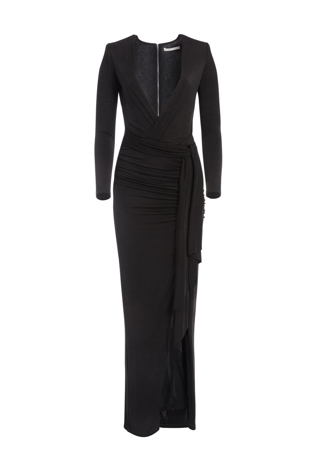 KYRA DEEP V DRAPEY MAXI DRESS-BASIL-ALICE + OLIVIA