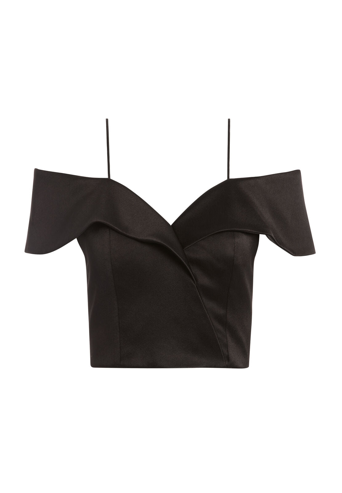 HAYDEE COLD SHOULDER CROP TOP-Black-ALICE + OLIVIA