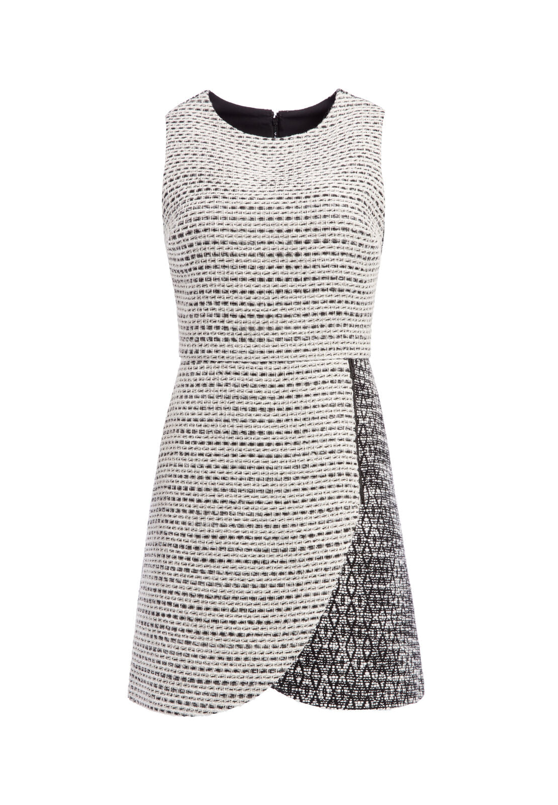 SALLY SIDE ZIP MINI DRESS-WHITE/BLACK-ALICE + OLIVIA
