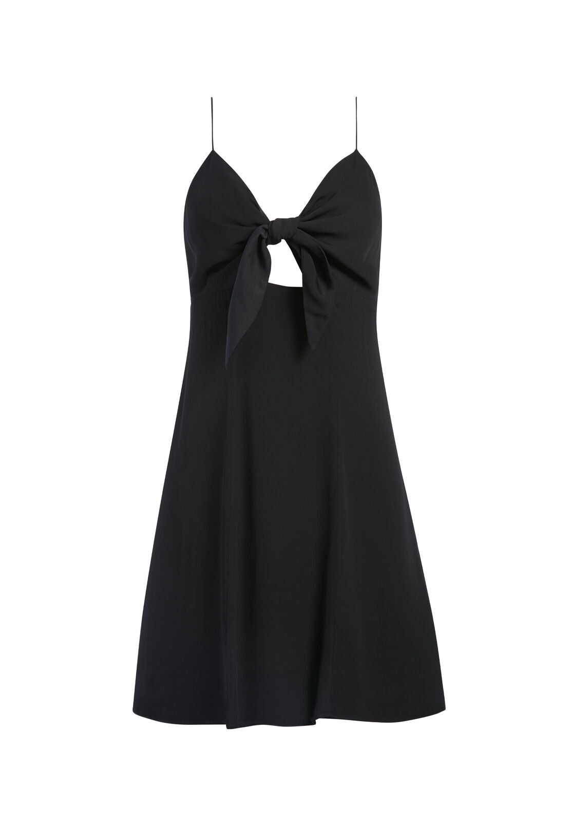 ROE TIE FRONT FLARE DRESS-Black-ALICE + OLIVIA