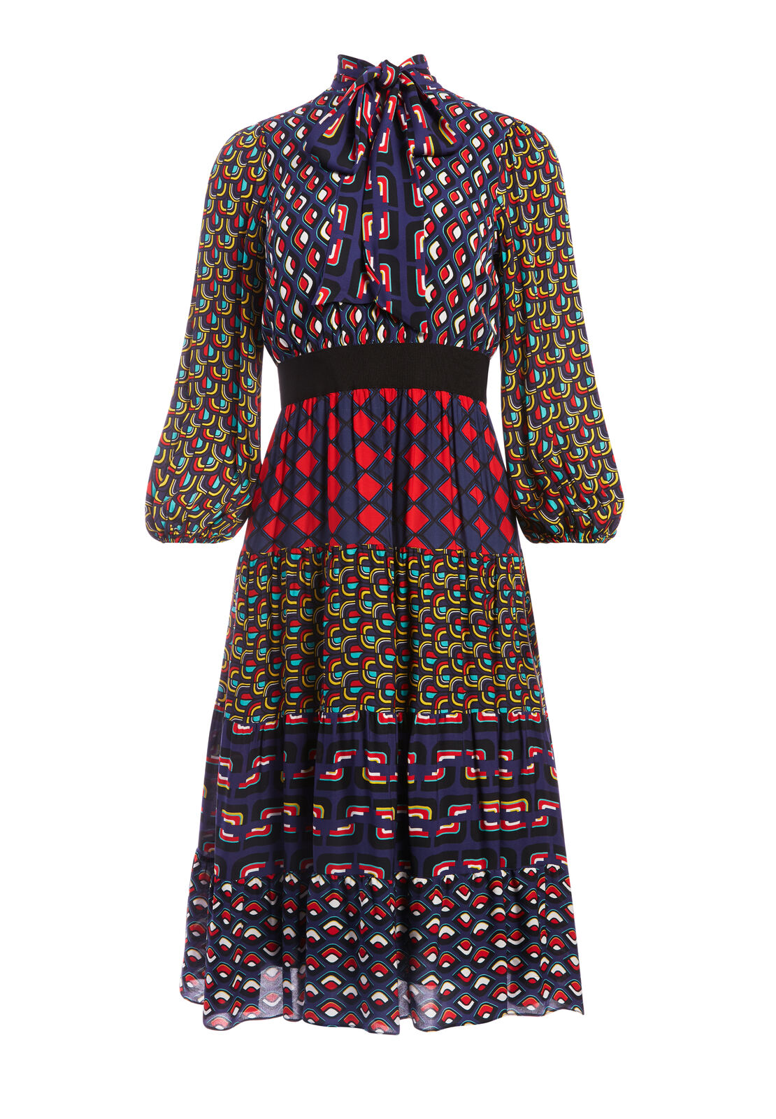 KAROLINA BLOUSON SLEEVE MIDI DRESS