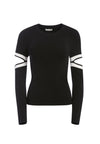 JAZI CUT OUT SLEEVE PULLOVER-BLACK/OFF WHITE-ALICE + OLIVIA
