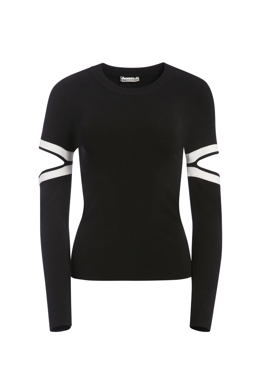 JAZI CUT OUT SLEEVE PULLOVER-BLACK/OFF WHITE-ALICE + OLIVIA
