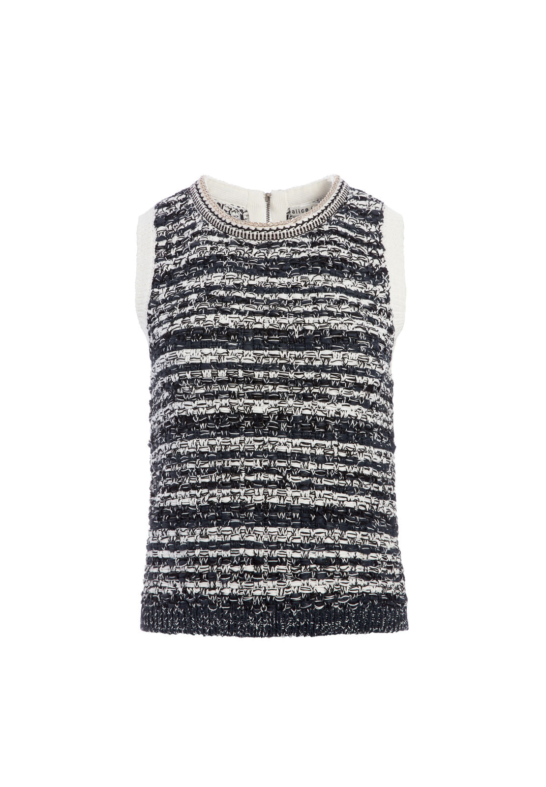 REVA TEXTURED STITCH SWEATER TANK-BLACK/WHITE-ALICE + OLIVIA
