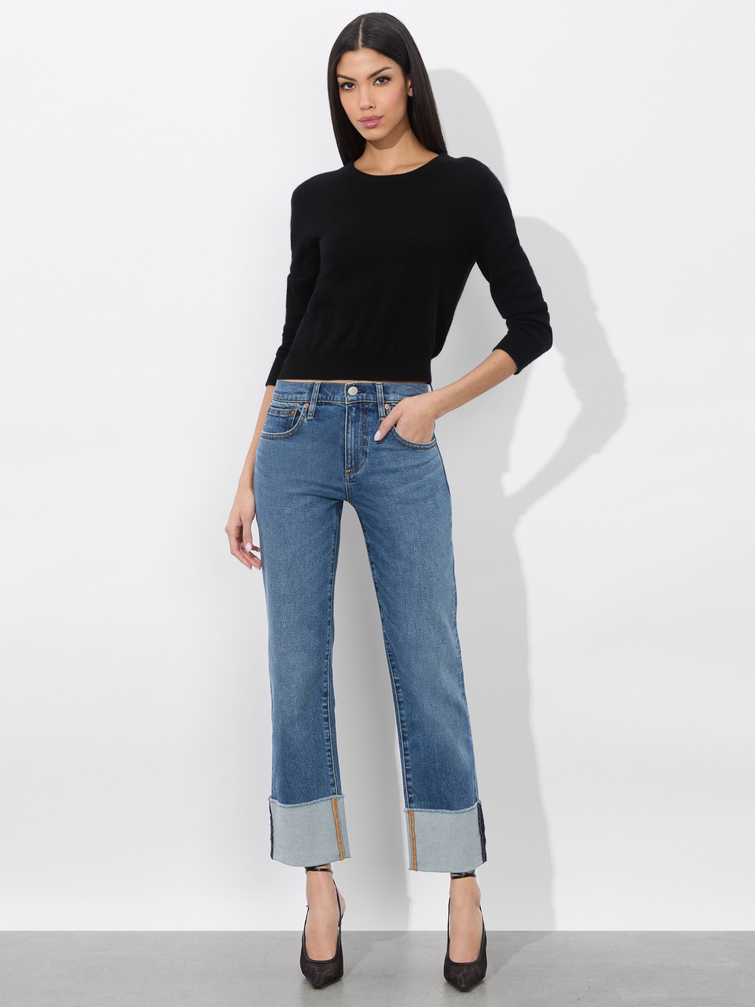 ABILENE CUFFED JEAN-LOLA BLUE-ALICE + OLIVIA