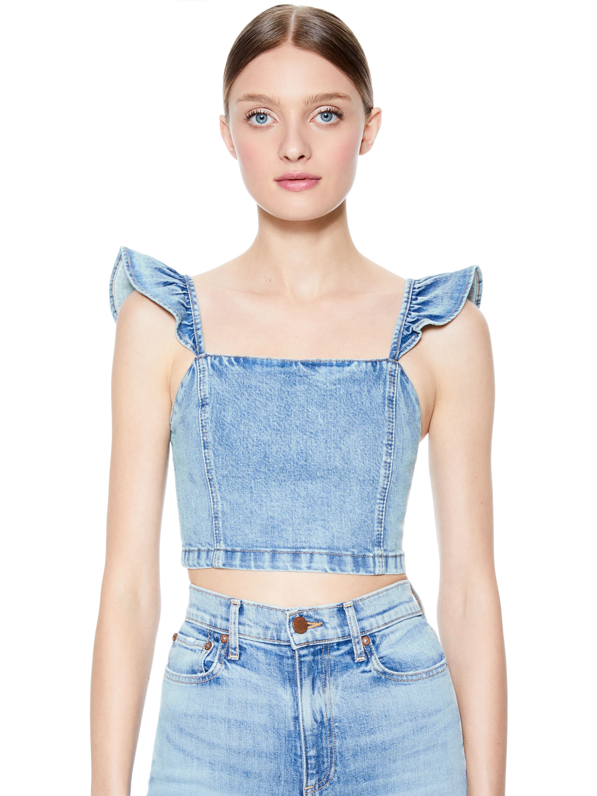 KILEY FLUTTER SLEEVE CROP TOP