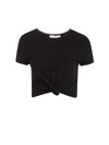 KANE TIE FRONT CROPPED TEE-Black-ALICE + OLIVIA