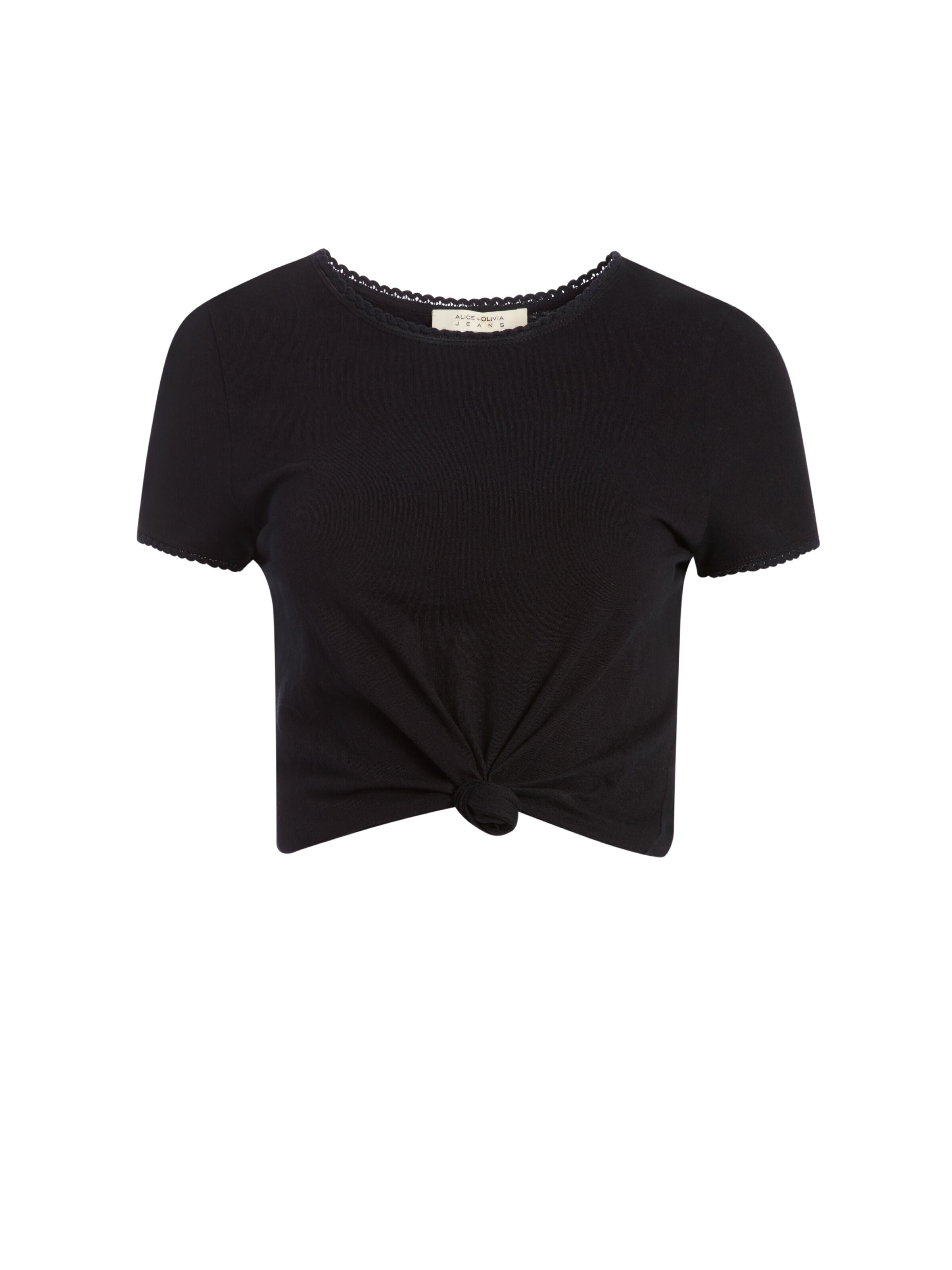 KANE TIE FRONT CROPPED TEE-Black-ALICE + OLIVIA