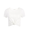 KANE TIE FRONT CROPPED TEE-Black-ALICE + OLIVIA
