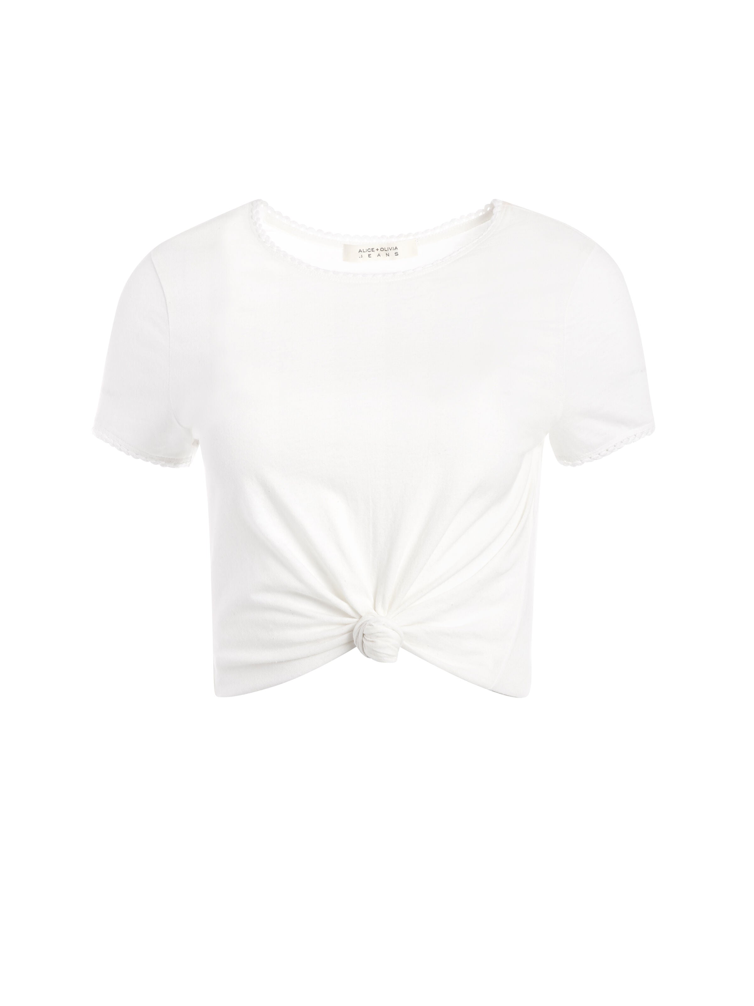 KANE TIE FRONT CROPPED TEE-Black-ALICE + OLIVIA